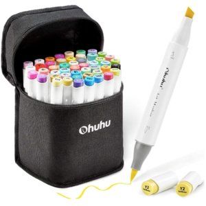 USED!!! OHUHU 48 Colors Alcohol-base Brush Markers